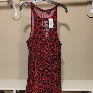 torrid Red and Black Leopard Midi Dress with Ring Front